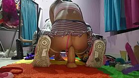 chastity sissy takes wild anal inversions with huge toys