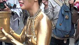 nude gold powder show slips revealing hard nipples fully