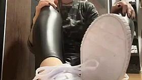 craving my leather-clad nylon feet and socks fetish play, join in?