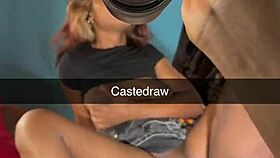 bts of pretty pornstar stroking wet pussy on office work desk