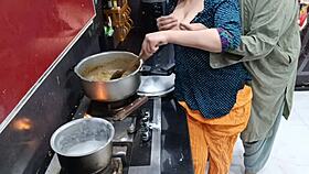 Desi Housewife Takes Anal While Cooking Kitchen