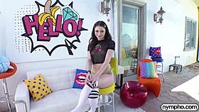 Petite shaved nympho kylie quinn rides monster cock cowgirl to creampie in socks