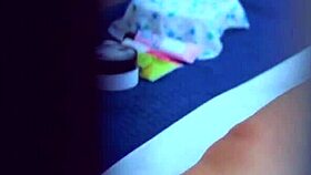 Beautiful college teen's shaved pink pussy massaged to wet orgasm during steamy spa day