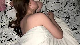 guy quickly fucks young babe's mouth while woman nearby