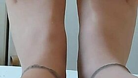 Chubby German's Pantyhose Feet Close-Up Fetish Tease