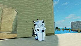 shark furry pounds wildly on roblox beach
