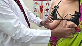 Horny doctor bends patient over for intense clinic boob fuck