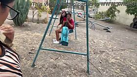 imagine getting caught having fun rough sex in the park with my slutty girlfriend and a horny stranger while they watch