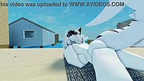shark furry pounds wildly on roblox beach