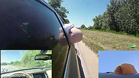 Bold Public Pissing Through Window Fills Mouth On Road