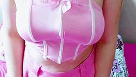 Naughty Student Skirt Up No Panties Plays with Dripping Boobs Tongue Out for Daddy's Cock!