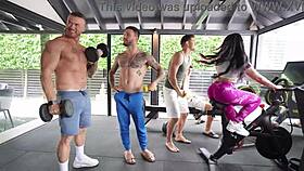 i got double penetrated by four huge cocks in wild gym gangbang