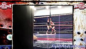 redhead lesbians wrestle kiss spank in pierced nipple catfight