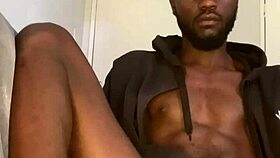 guy strokes his hard cock furiously in solo masturbation frenzy!