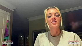 petite inked blonde gags sloppy on cock with passionate deepthroat