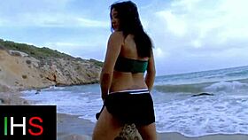 Stunning Seaside Brunette Pounds Pussy and Ass with Cock Doggystyle
