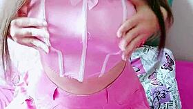 Naughty Student Skirt Up No Panties Plays with Dripping Boobs Tongue Out for Daddy's Cock!