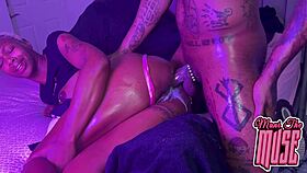 ebony babe squirts wildly from massive bbc anal creampie deep inside