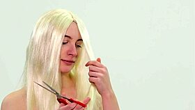 you pathetic hairy bitch, watch me chop off your subby locks while you beg