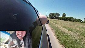 Bold Public Pissing Through Window Fills Mouth On Road