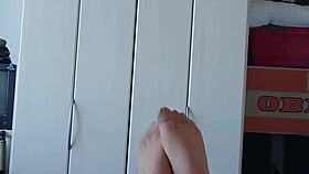 Chubby German's Pantyhose Feet Close-Up Fetish Tease