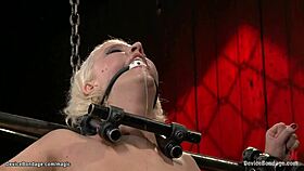 Curvy Blonde Lesbian Slave Bound Choked and Whipped Hard