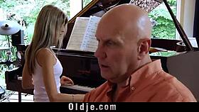 Cutie shows old guy real fuck after catching him jerking
