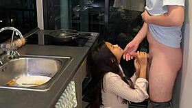 hey asian teen, wanna get fucked hard by huge white cock while cooking?