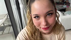 a cutie with beautiful tight ass moans from hard pounding