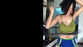 sweaty thai whore shakes big fake tits in spandex dance 💦🔥🕺