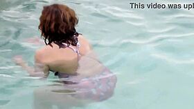 beach mature shaves hairy pussy for skimpy bikini reveal