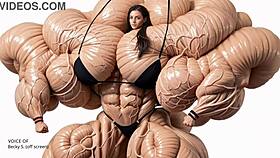 natasha pumps up to massive muscular size in the factory