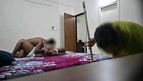 Wife, suck cock while maid cleans during our fuckfest?