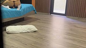 Big ass uniform amateur rams huge dildo deep in tight asshole masturbating to cum