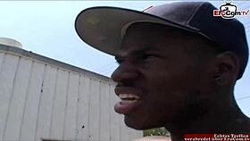 bbc grabs skinny black haired slut small tits for street interracial pounding