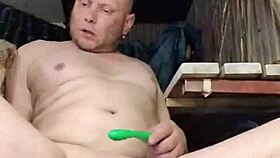 Close-Up Dildo Anal Riding in Sauna