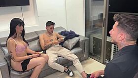 degenerate interviewer pays hot latinas to strip fuck and cum in office chaos