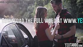 stranded blonde milf fucks outdoors with stud