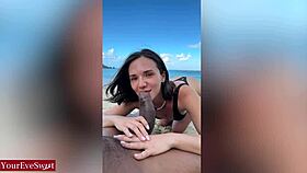 eve sweet hangs out with troy francisco on public beach