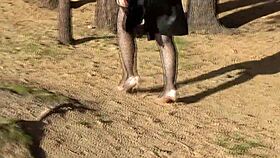 she walks confidently in fishnets