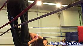 dyke babes wrestle finger and lick pussies in lesbian fight