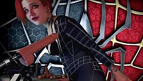 Meridjane becomes spider girl for passionate blowjob