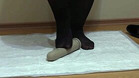 see this plump mistress pee dirty on rubber dick in heels