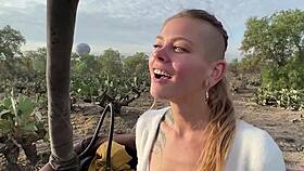 She swallows every drop high over the pyramids!