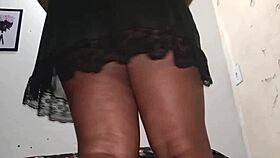 Housewife in see through nightie without panties