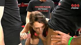 Slut laps up every drop from massive cum facial
