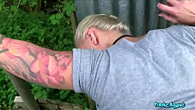 busty glamour model bent over for big cock in public spot