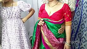 indian desi bhabhi and friend get wild threesome sex in saree 🔥😈👯