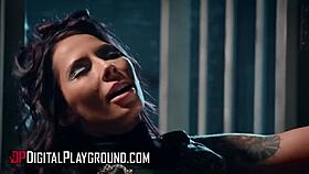 Madison Ivy and Danny D ignite prison passion with intense doggystyle and cum-swapping frenzy behind bars