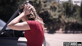 stranded blonde milf fucks outdoors with stud